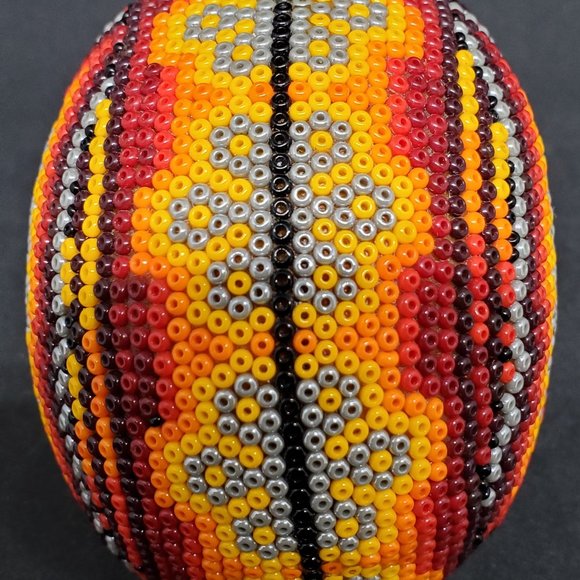 Huichol Beaded Skull on carved fish bone. ~ Handcrafted by Huichol artist - Picture 3 of 9